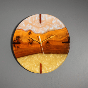 Aurora Drift Wood Epoxy Resin Wall Clock
