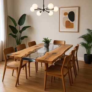 Crystal Stream Harmony Epoxy Resin Dining Table