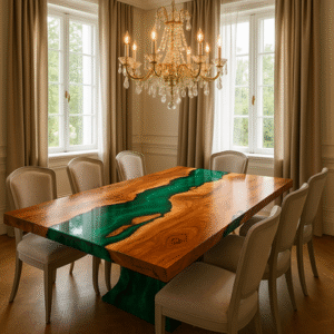 Emerald Flow Epoxy Resin Dining Table