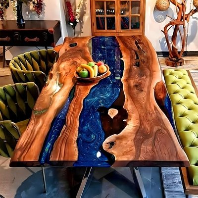 Midnight River Majesty Epoxy Resin Dining Table