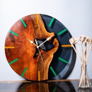 Timber Pulse Epoxy Resin Wall Clock