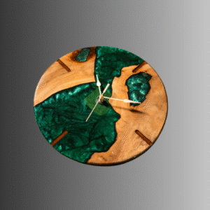 Verdant Crest Epoxy Resin Wall Clock